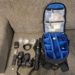 Camera Kit with Black and Blue Bag